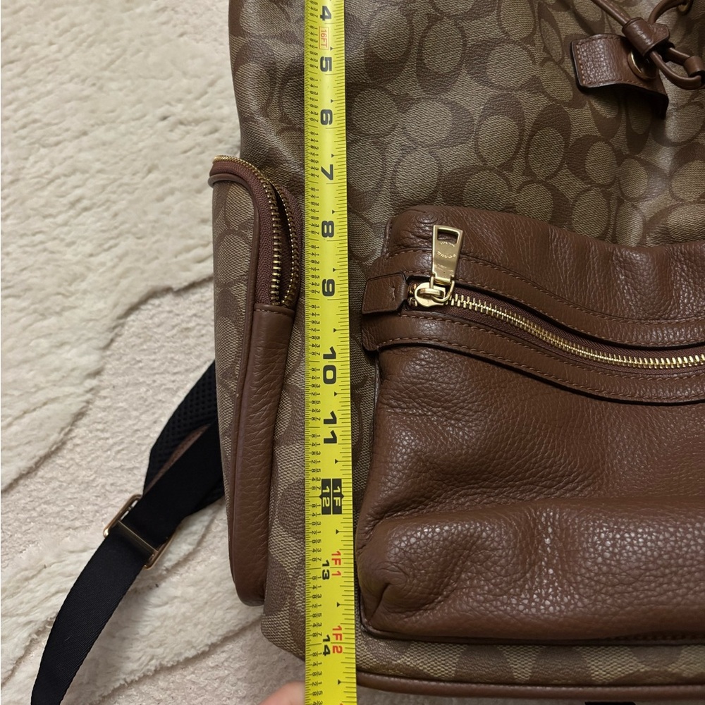 Coach Brown Signature Canvas & Leather Backpack - Picture 9 of 11